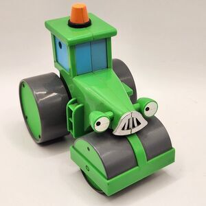 Vtg Bob the Builder Vehicle Green Roley Steamroller Plastic Toy 3.5" Tall 2001